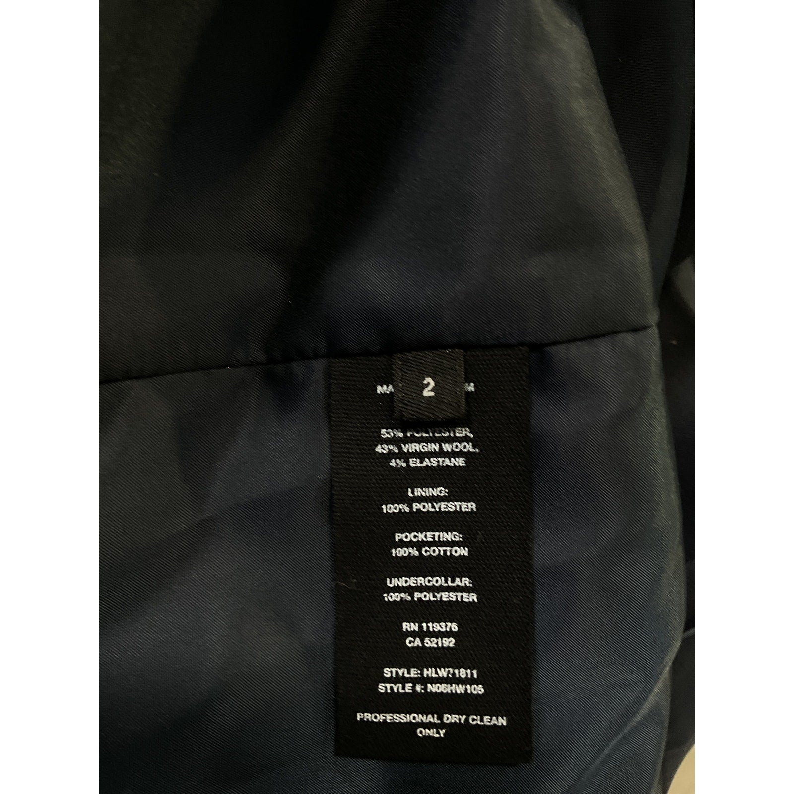 Helmut Lang Relaxed Blue Fit Peak Lapel Wool-Blend Blazer Size 2
