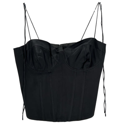 Good American Satin Black Bustier Top Size XL