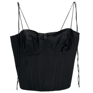 Good American Satin Black Bustier Top Size XL