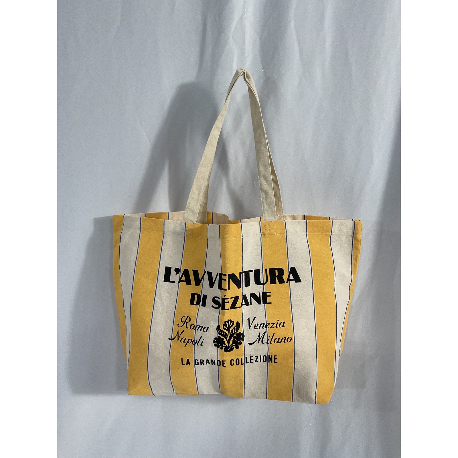 S�zane 'L'Avventura' Yellow Canvas Cotton Tote Bag