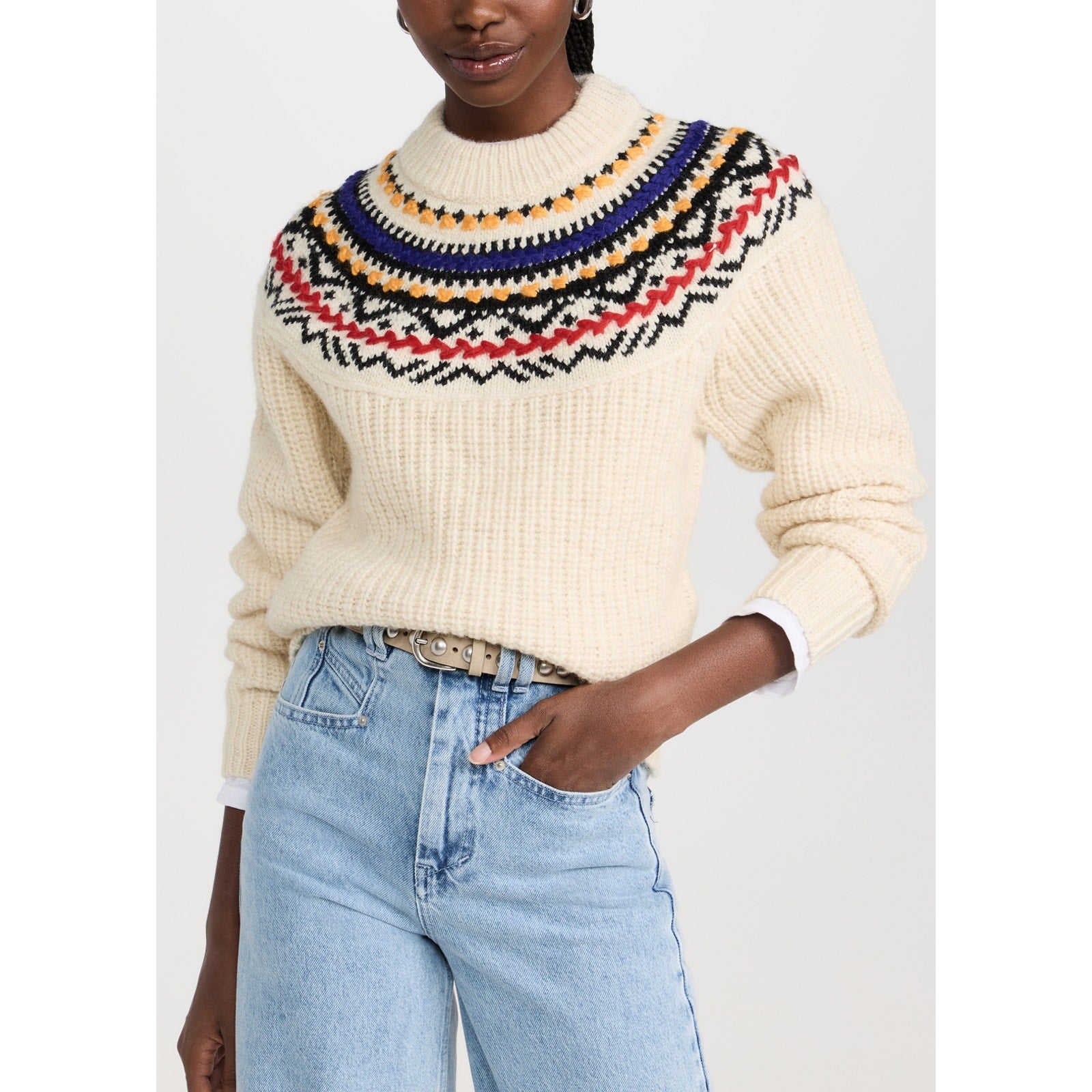 Isabel Marant '�toile Gil-Ge' White Long Sleeve Stripe Sweater Size 34