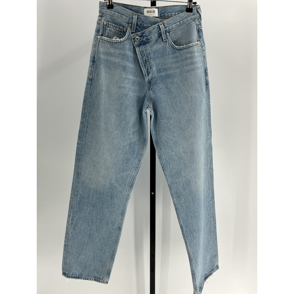 Agolde 'Criss Cross' Blue Cotton Upsized Jean Size 26