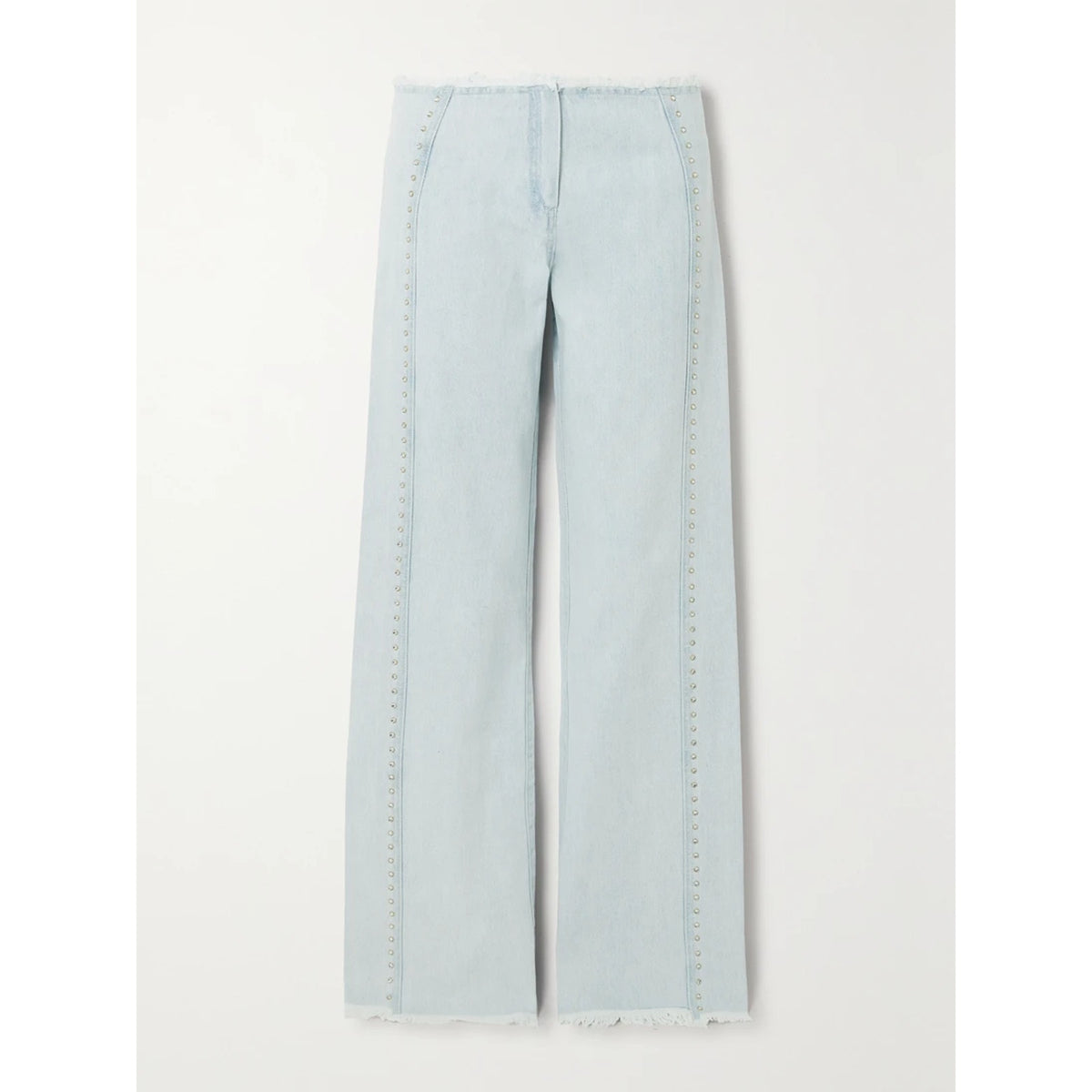 Siedrés 'Giny' Blue Cotton Frayed Embellished High-Rise Wide-Leg Jeans Size 34
