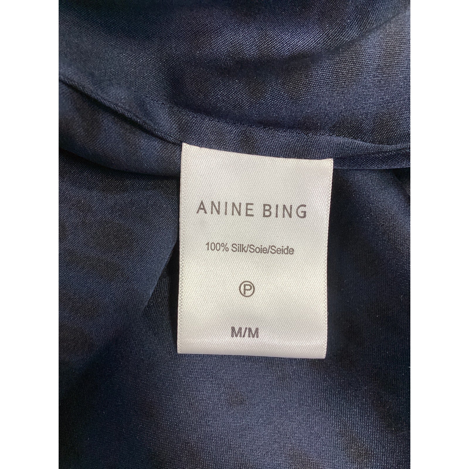 Anine Bing 'Neo' Blue Charmeuse Shirt Size M