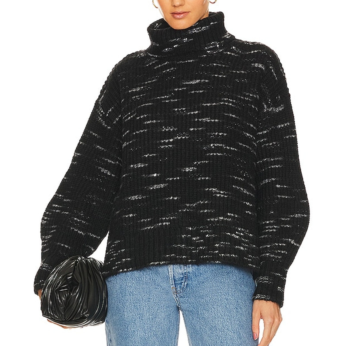 Varley Marled Black Turtleneck Sweater Size S