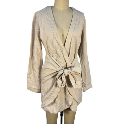 L'Academie Elegant Taupe Meadow Mini Dress Size XS