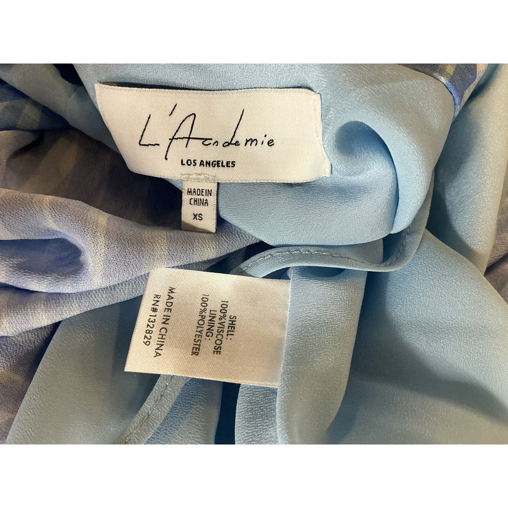 L'Academie 'Sigrid' Blue Viscose Midi Dress Size XS