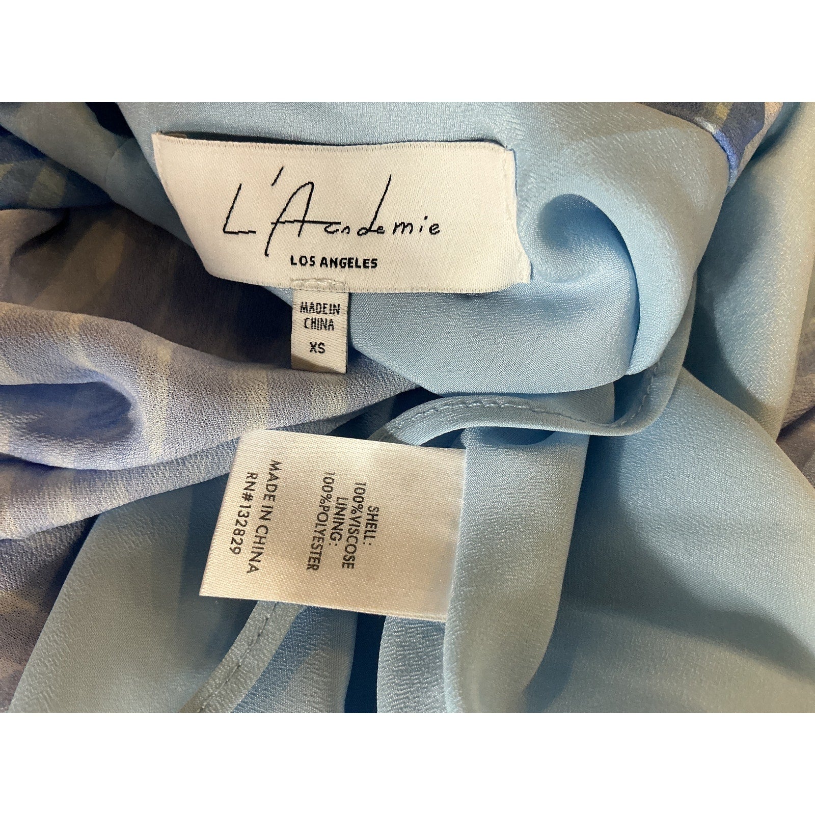 L'Academie 'Sigrid' Blue Viscose Midi Dress Size XS