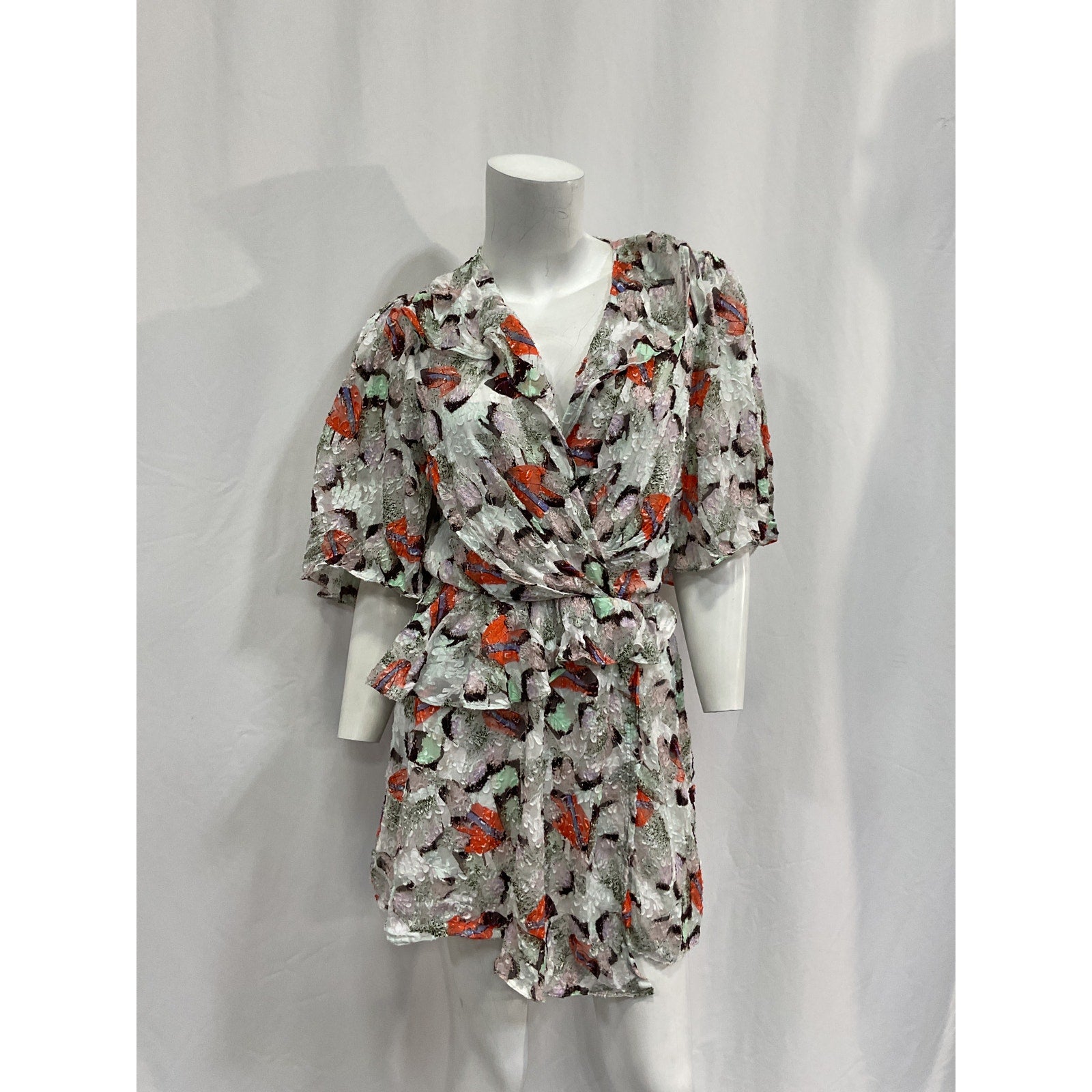 Iro 'Carlina' White Silk Wrap-Effect Ruffled Silk And Cotton-Blend Mini Dress Size 2