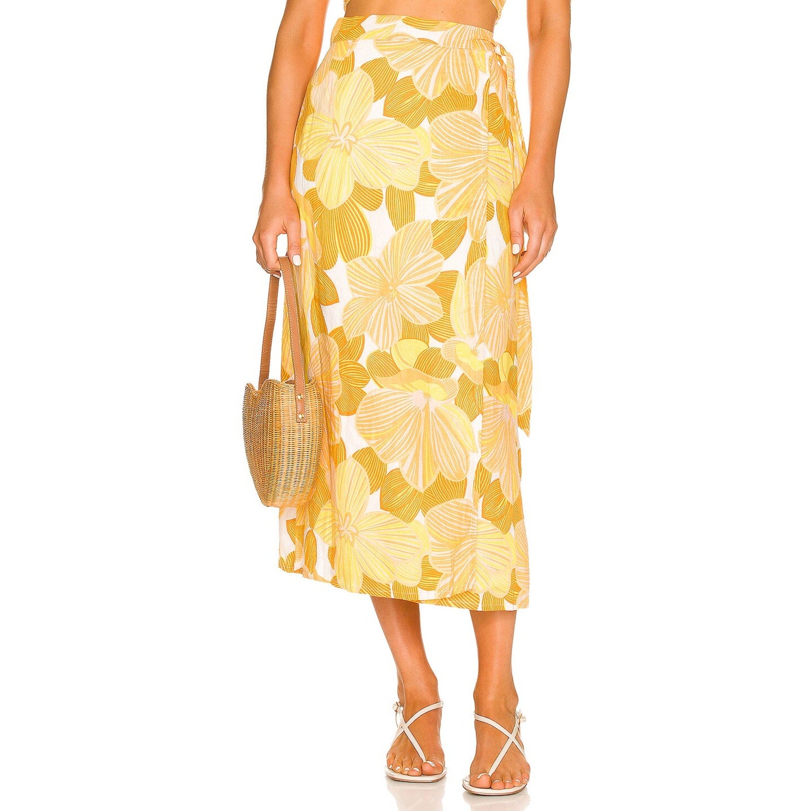 Faithfull The Brand 'Casitas' Yellow Wrap Skirt Size M