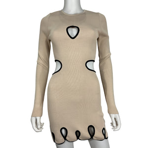 The Wolf Gang Cutout Beige Deja Mini Dress Size XS