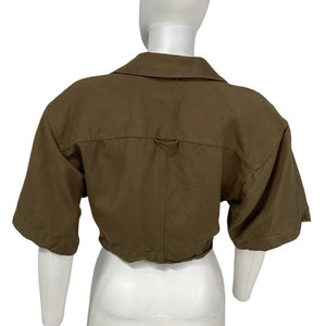 L'Academie Cropped Green Chrisa Blouse Size M