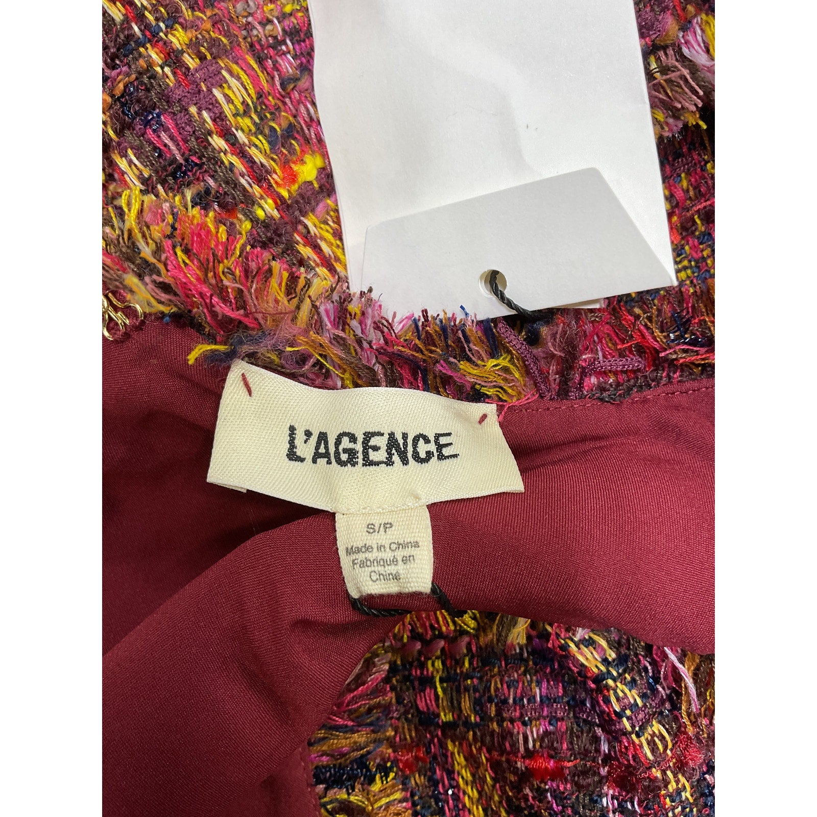 L'Agence Florian Red Polyester Tweed Shift Dress Size S - NWT