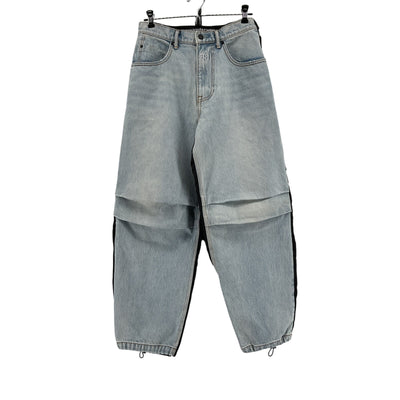 Alexander Wang Oversized Blue Hybrid Contrast-Panel Size 26 Denim Jeans