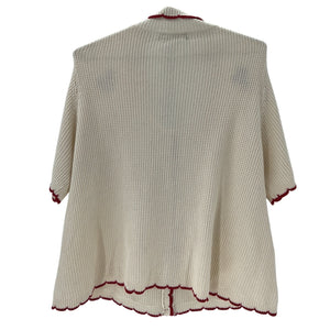 Hatch Textured Beige Crochet Scallop Cardigan Size 4