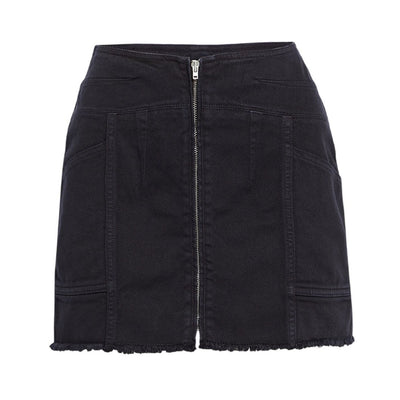 Iro Frayed Denim Black Binda Mini Skirt Size FR 36 / US 4