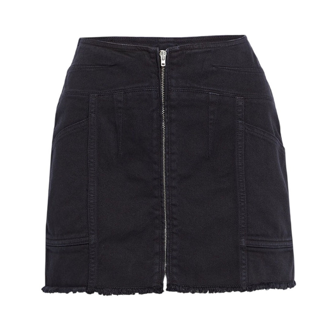 Iro Frayed Denim Black Binda Mini Skirt Size FR 36 / US 4