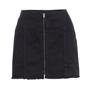 Iro Frayed Denim Black Binda Mini Skirt Size FR 36 / US 4