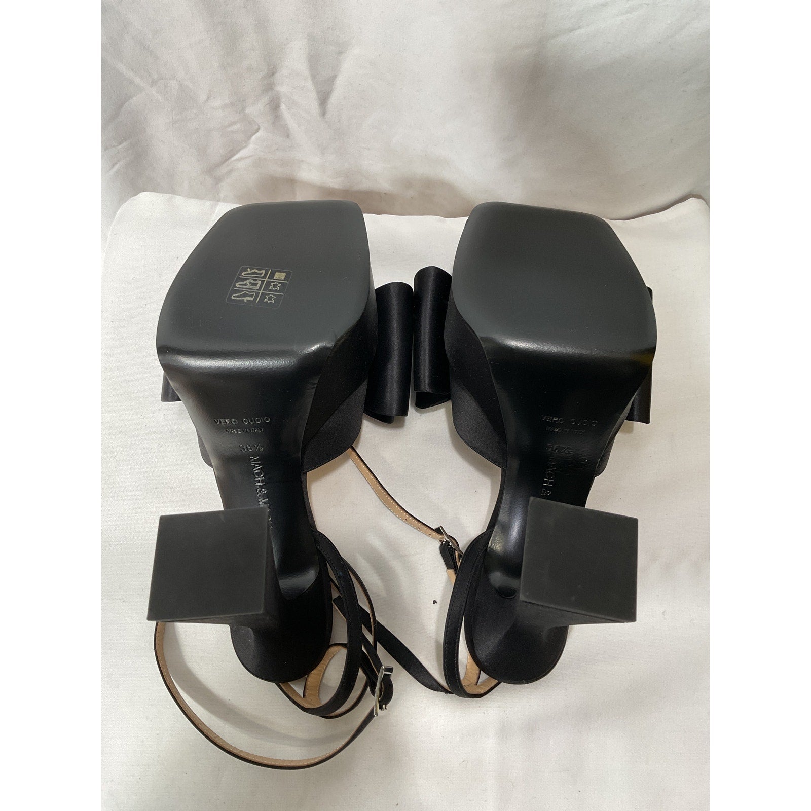Mach & Mach 'le Cadeau' Black Platform Heeled Sandals Size 6.5