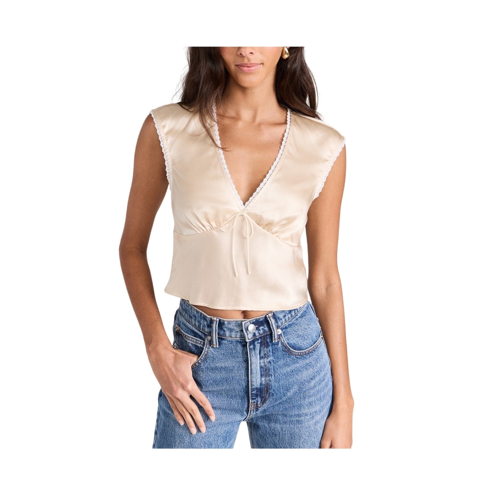 Reformation 'Cherry' Beige Silk Top Size 4