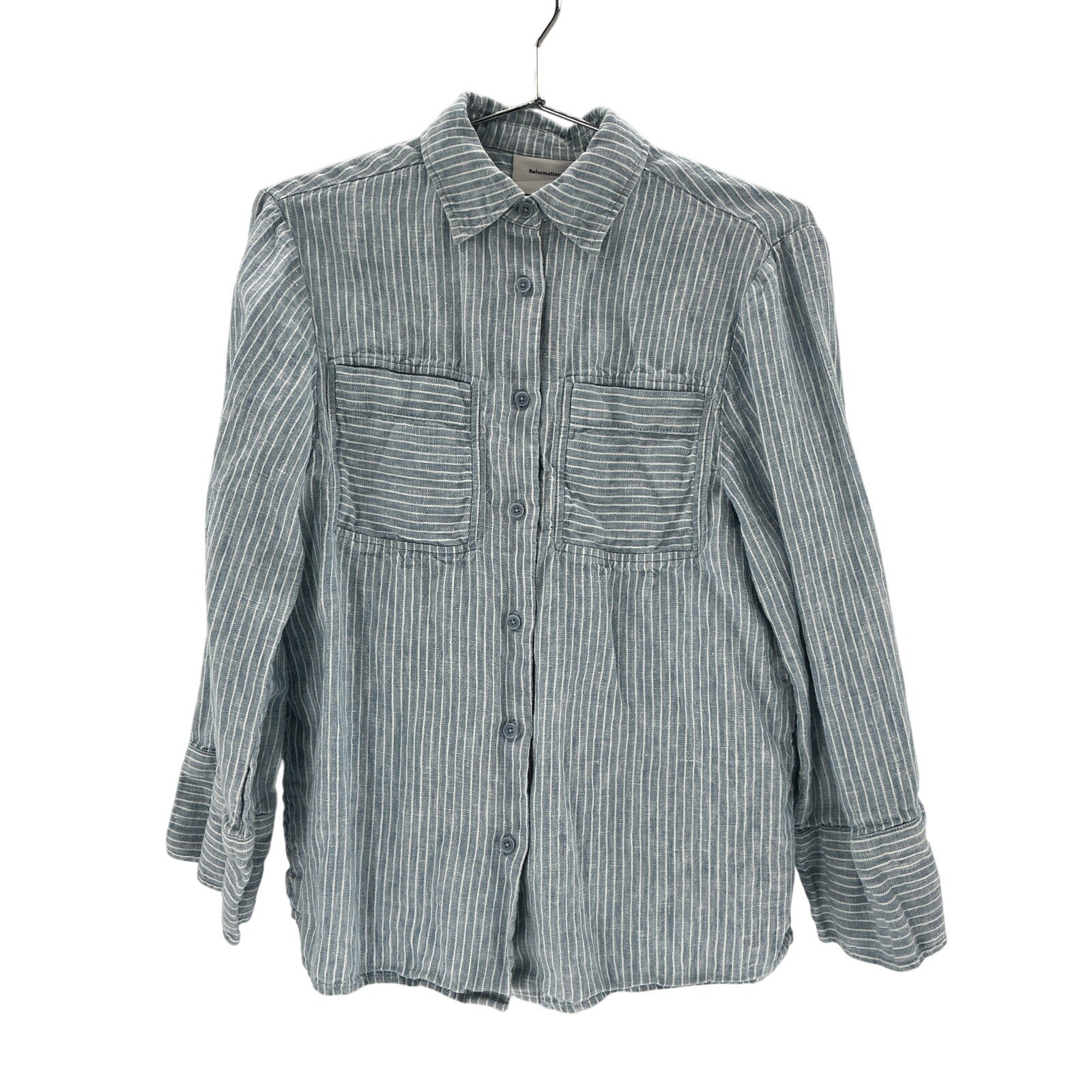 Reformation 'Ian' Blue Linen Oversized Linen Shirt Size XS