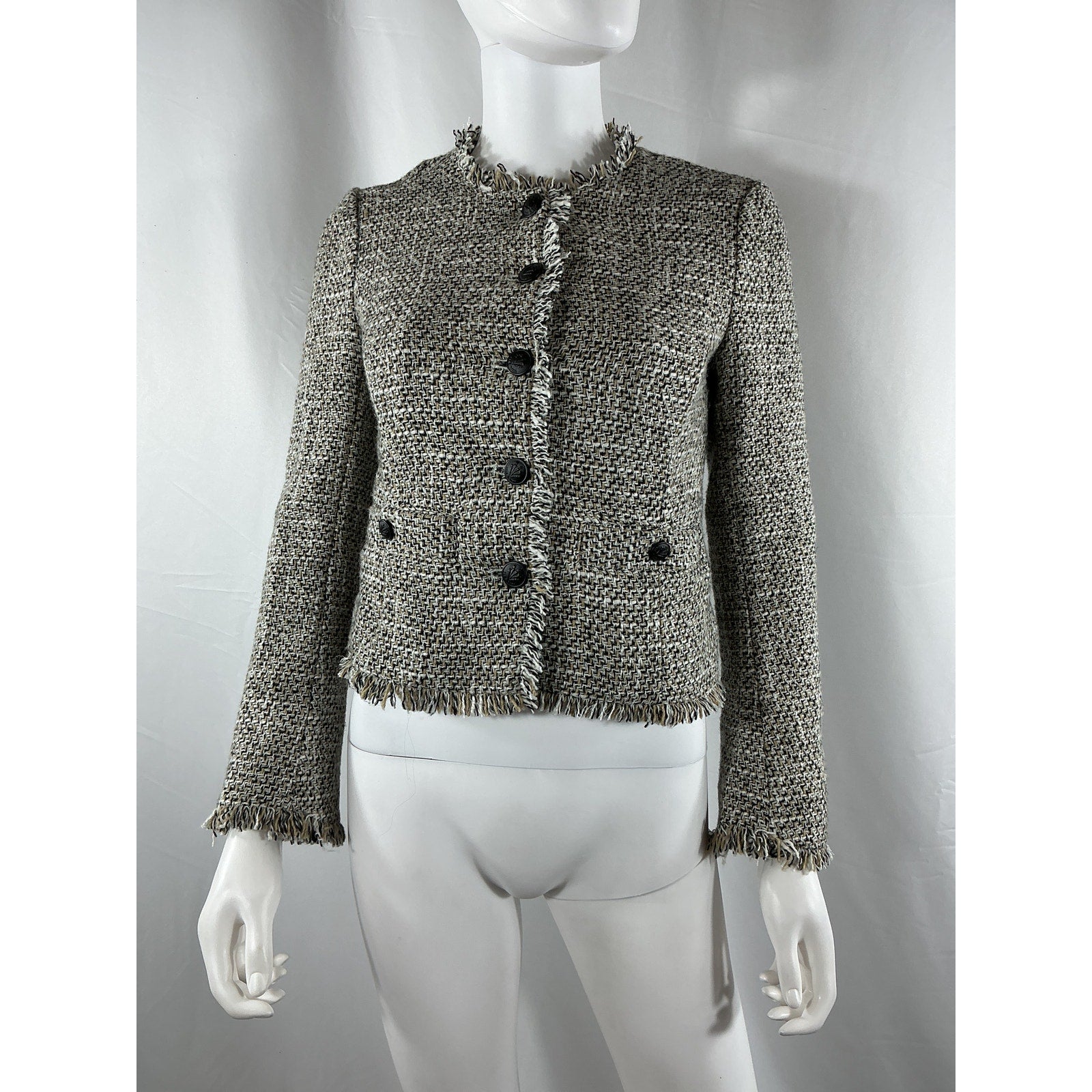 Rag & Bone 'Carmen' Tan Polyester Tweed Jacket Size 00