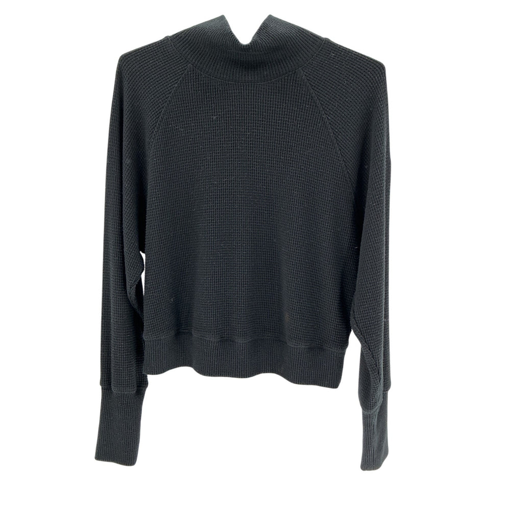 Alo Yoga 'Waffle' Black Weekend Escape Mock Neck Long Sleeve Top Size S
