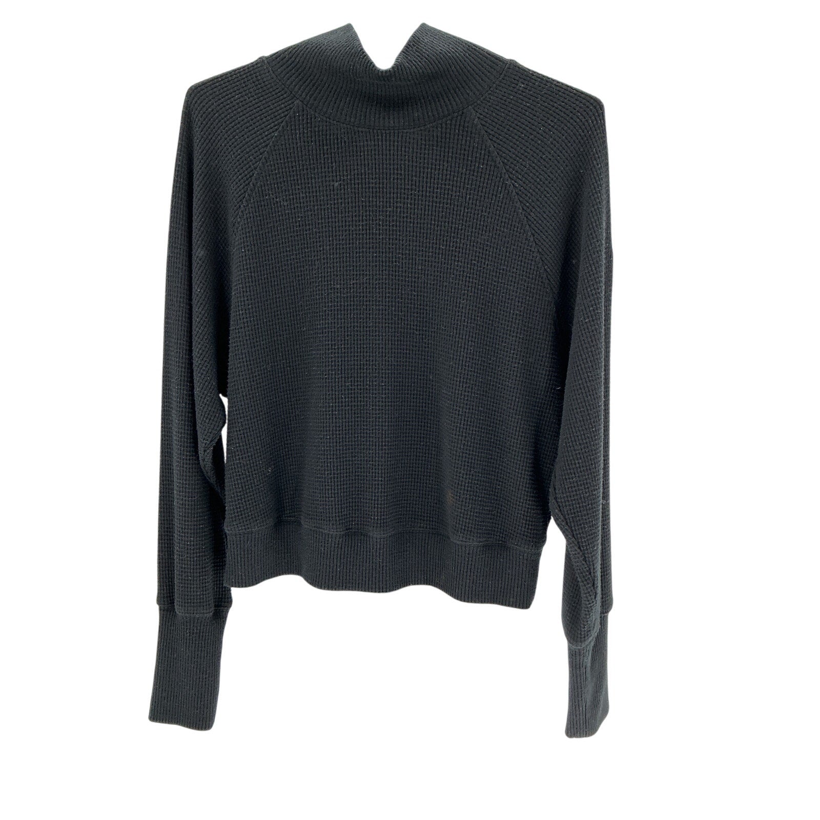 Alo Yoga 'Waffle' Black Weekend Escape Mock Neck Long Sleeve Top Size S