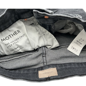 Mother Faded Black The Insider Crop Step Fray Denim Jeans Size 27