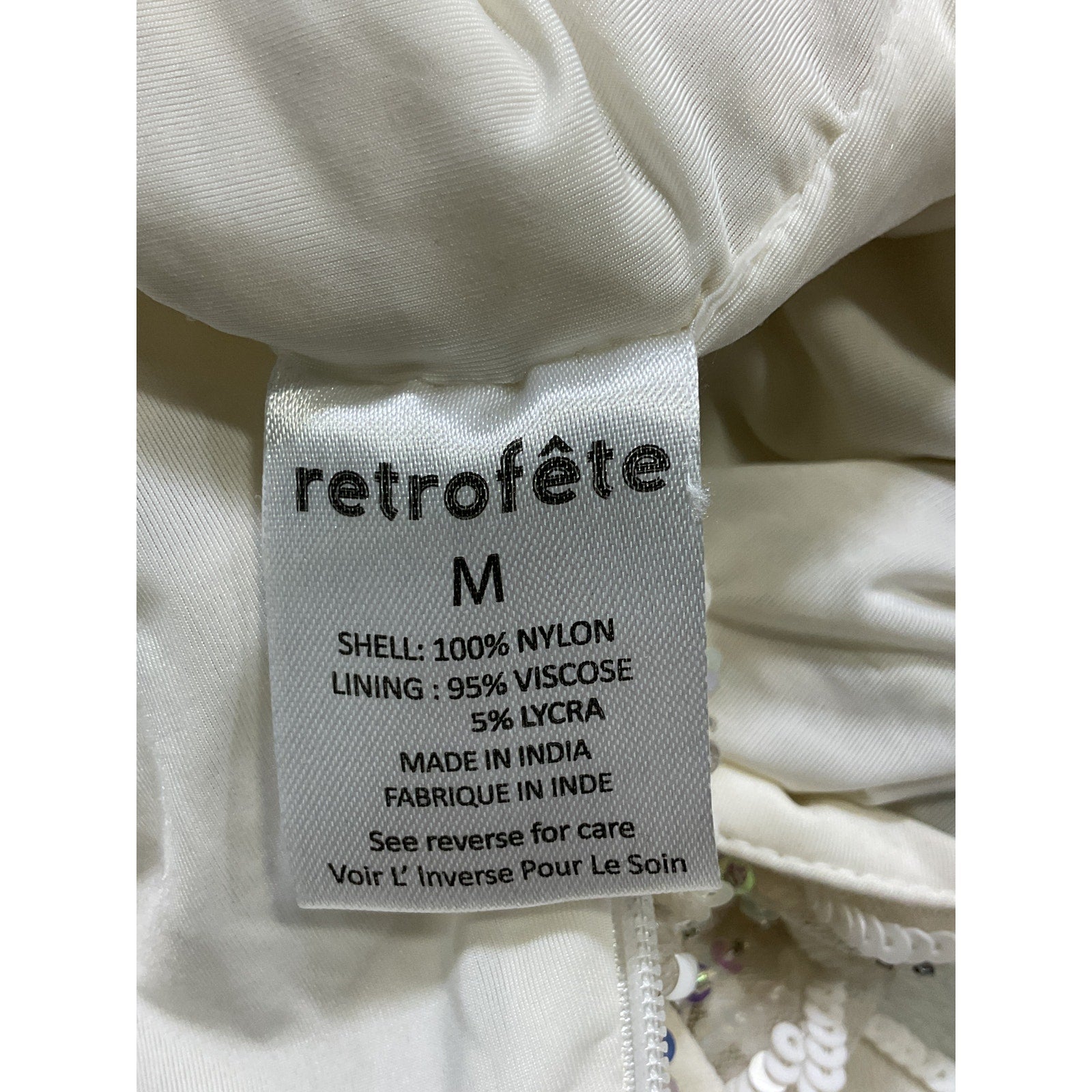 Retrofete 'Matis' White Sequin Embellished Skirt Size M