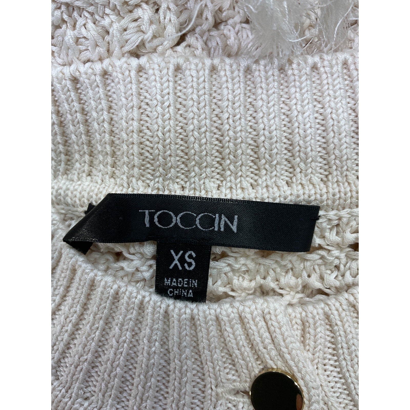 Toccin 'Rachel' White Cotton Fringe Cotton Cardigan Size XS