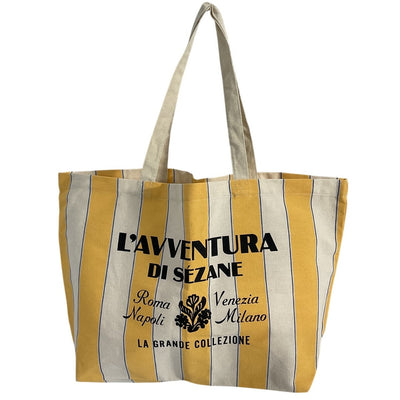 Sézane Striped Yellow And Cream L'Avventura Tote Bag