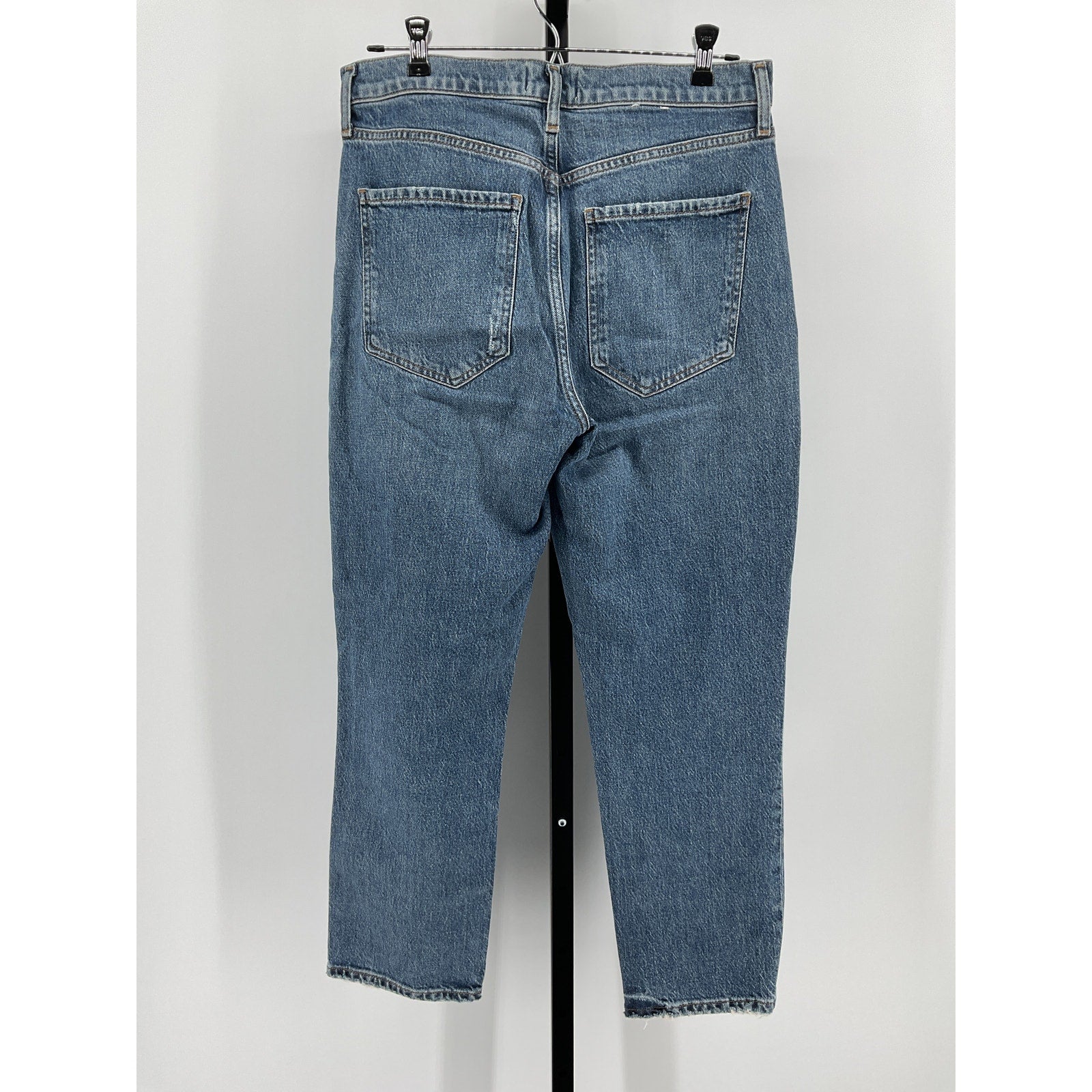 Agolde 'Riley' Blue Cotton High Rise Straight Crop Jean Size 29