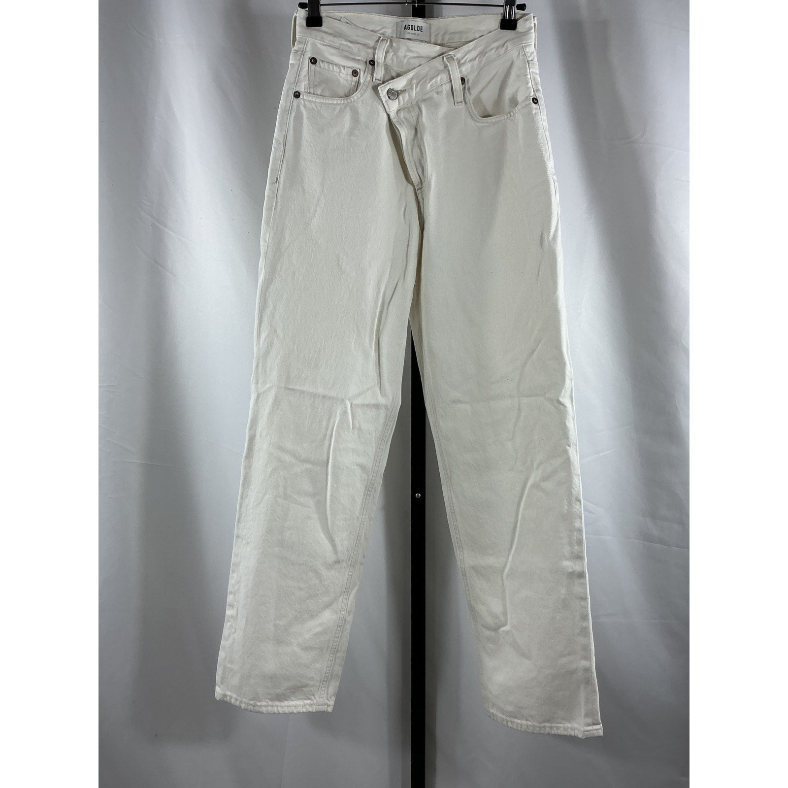 Agolde 'Criss Cross' White Cotton Wide Leg Pant Size 24