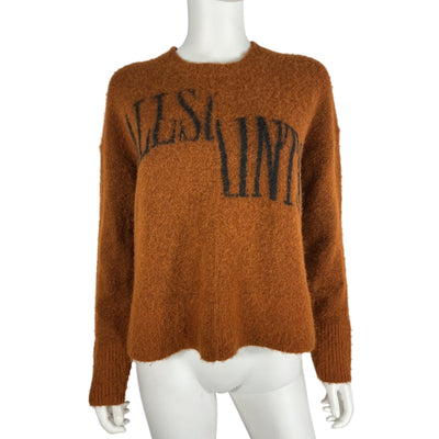 Allsaints Fuzzy Brown Split Saints Sweater Size S