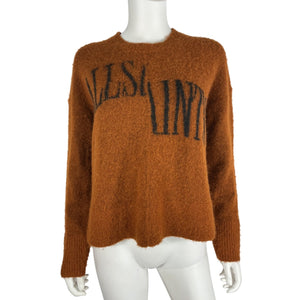 Allsaints Fuzzy Brown Split Saints Sweater Size S