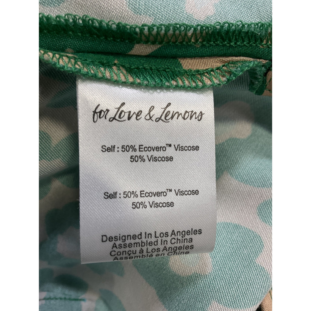 For Love & Lemons 'Lincoln' Green Sateen Midi Dress Size L