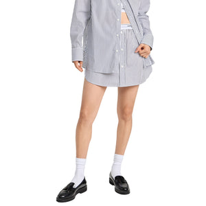 Hommegirls Button Front Faded Black Stripe Shirttail Miniskirt Size M