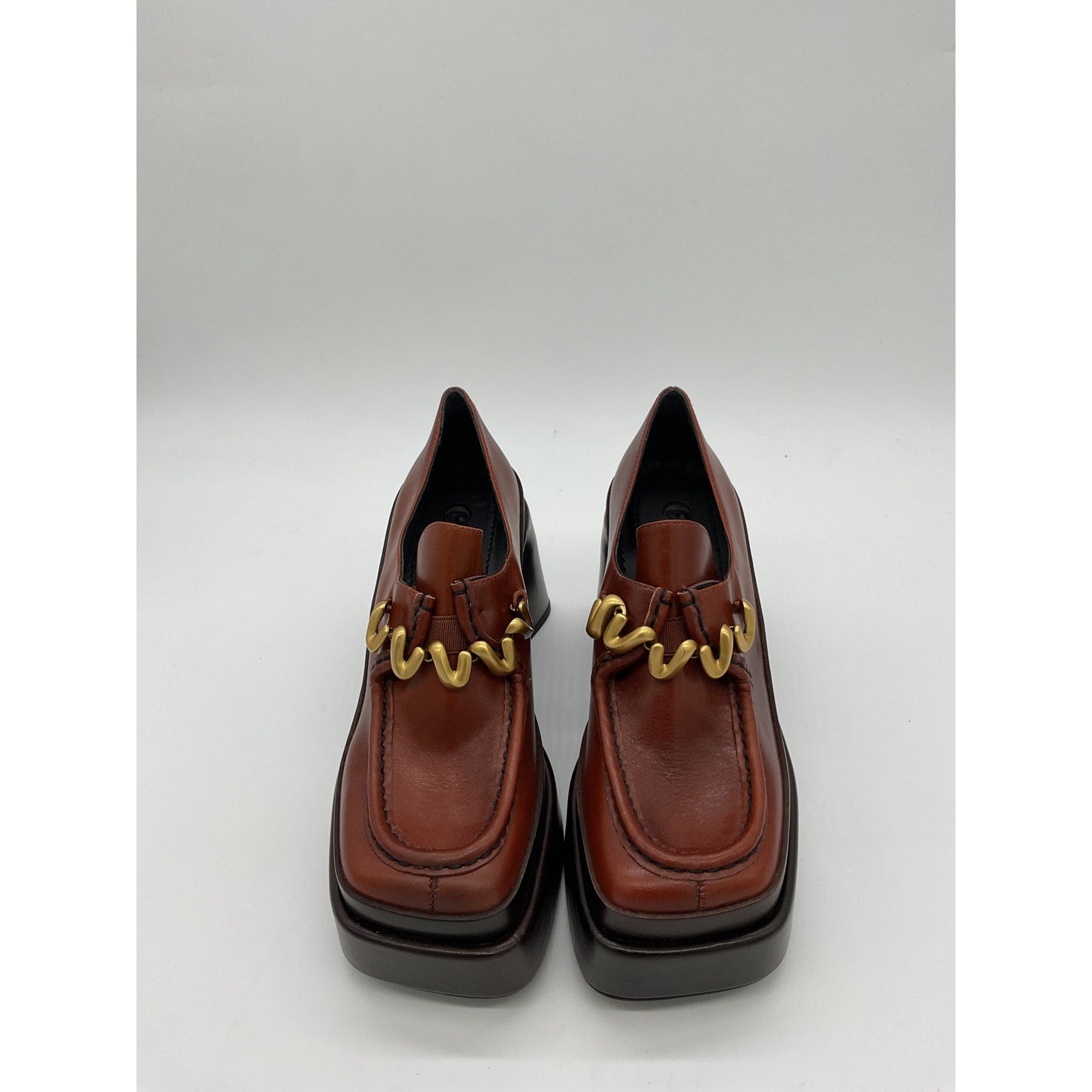 Cult Gaia 'Esa' Brown Leather Platform Size 6.5