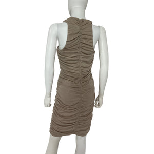 Bcbgeneration Ruched Champagne Cross Neck Mini Dress Size M NWT