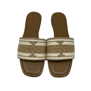 Tory Burch Chic Black Double T Jacquard Slide Sandals Size 8.5 M