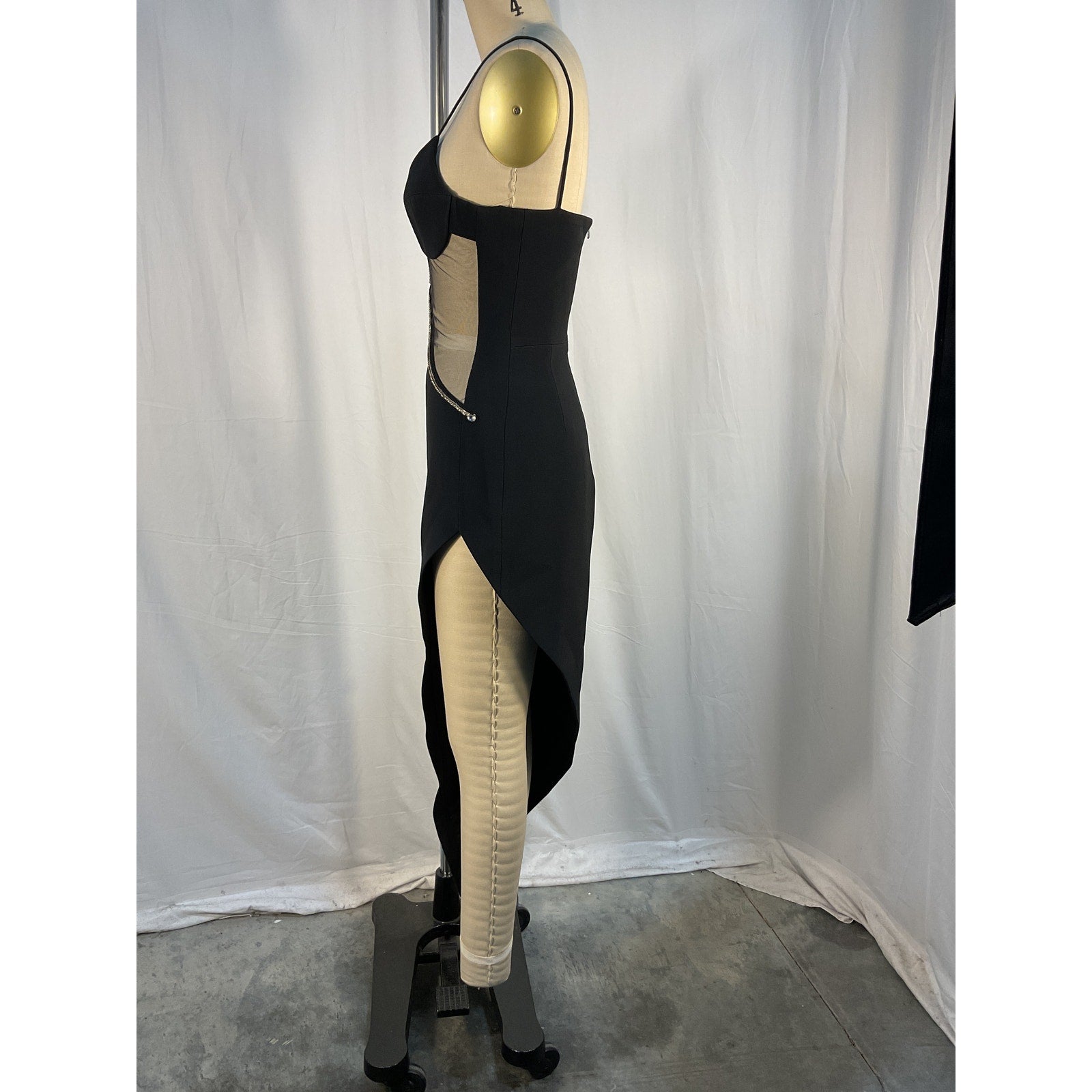 David Koma Flower Black Acetate Net Midi Dress Size 8 - NWT