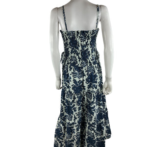 Shona Joy Shirred Blue Diana Midi Dress Size US 8 NWT
