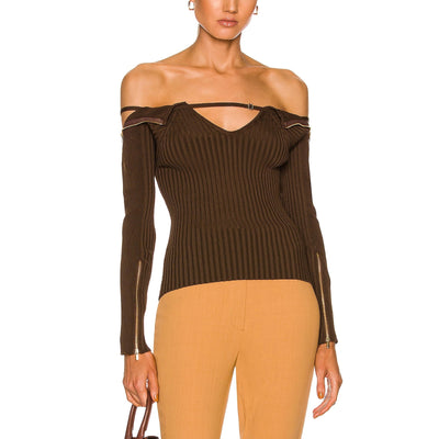 Jacquemus Ribbed Brown La Maille Oro Sweater Size 40 FR / US 8