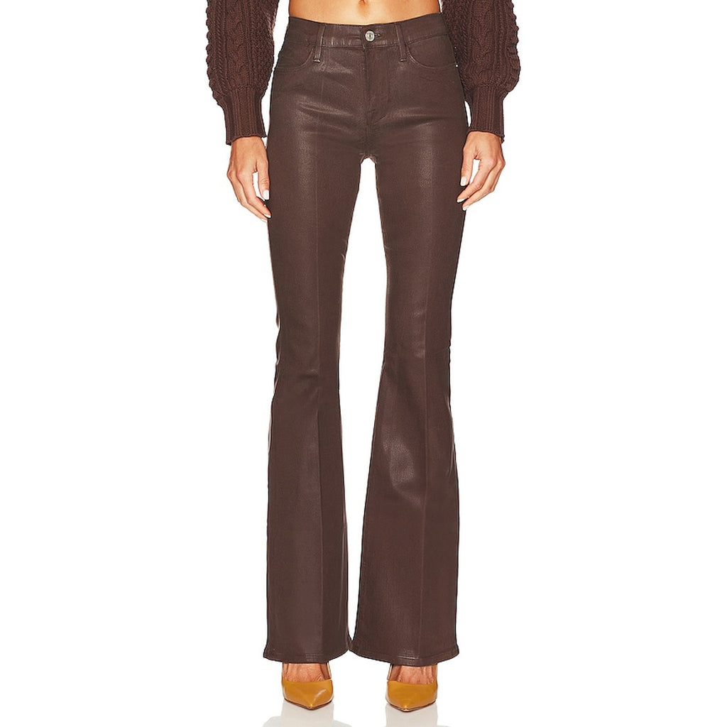 Frame 'Le' Brown Cotton High Flare Coated Size 31