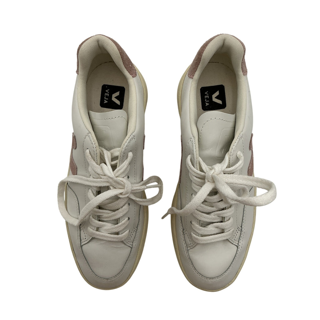 Veja + Net Sustain V-12 White Leather Suede-Trimmed Leather Sneakers Size 7