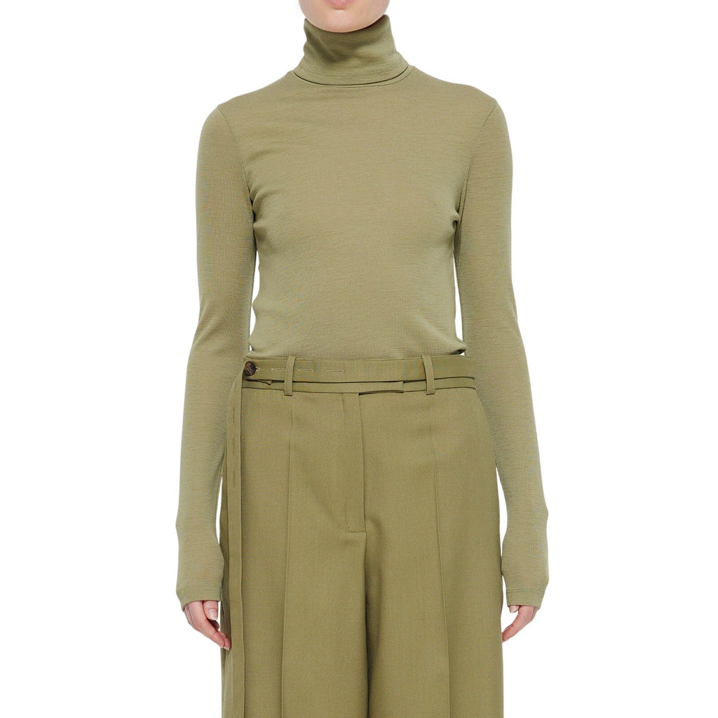 R�he Green Merino Wool Turtleneck Top Size 38 - NWT