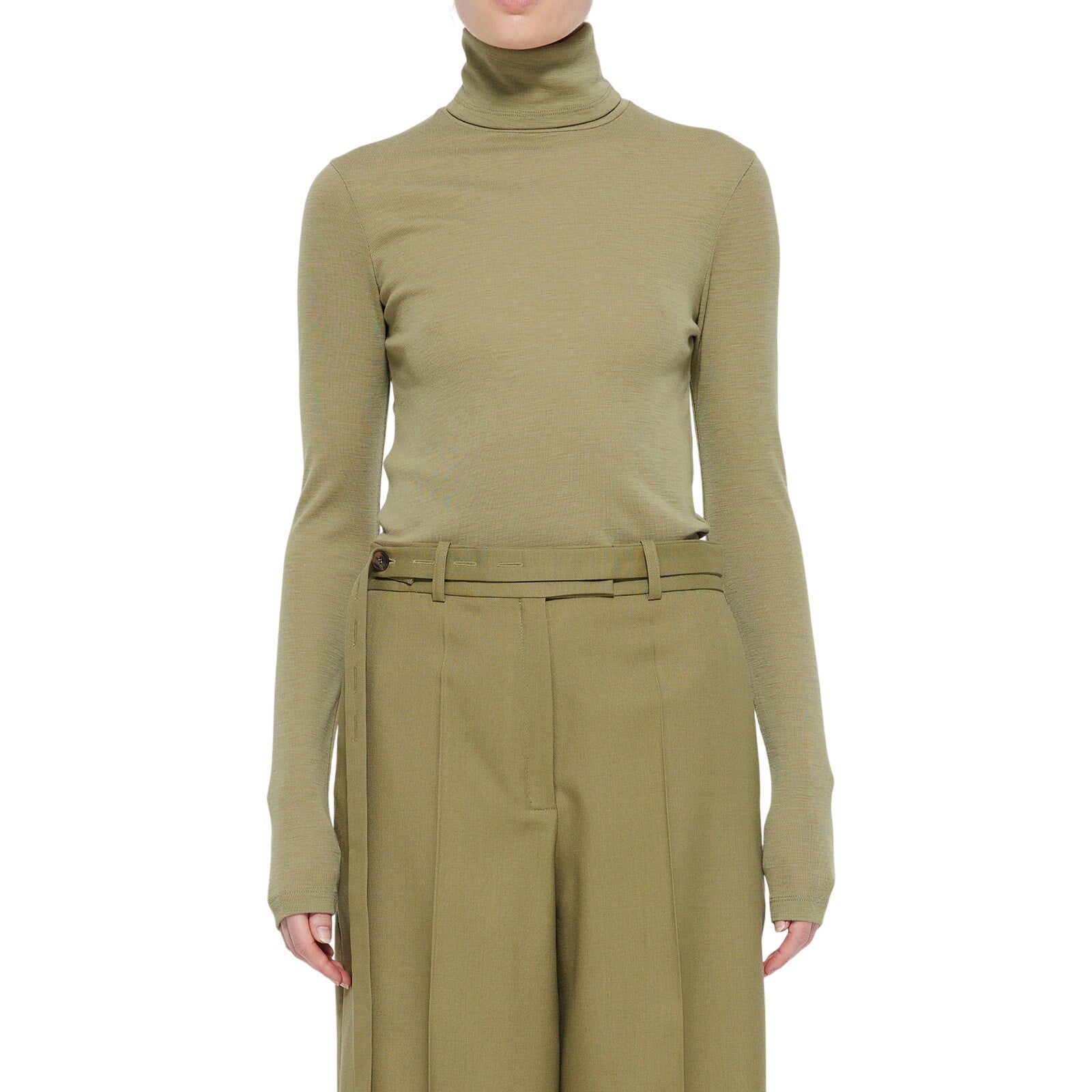 R�he Green Merino Wool Turtleneck Top Size 38 - NWT