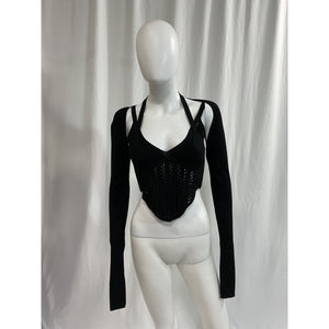 Dion Lee 'Column' Black Halterneck Corset Top Size 6