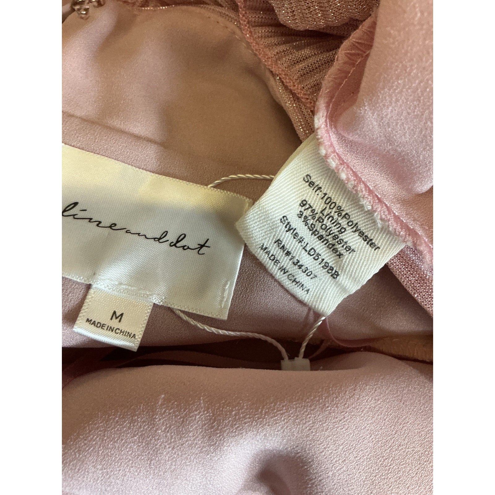 Line & Dot 'Sophie' Pink Polyester Maxi Dress Size M